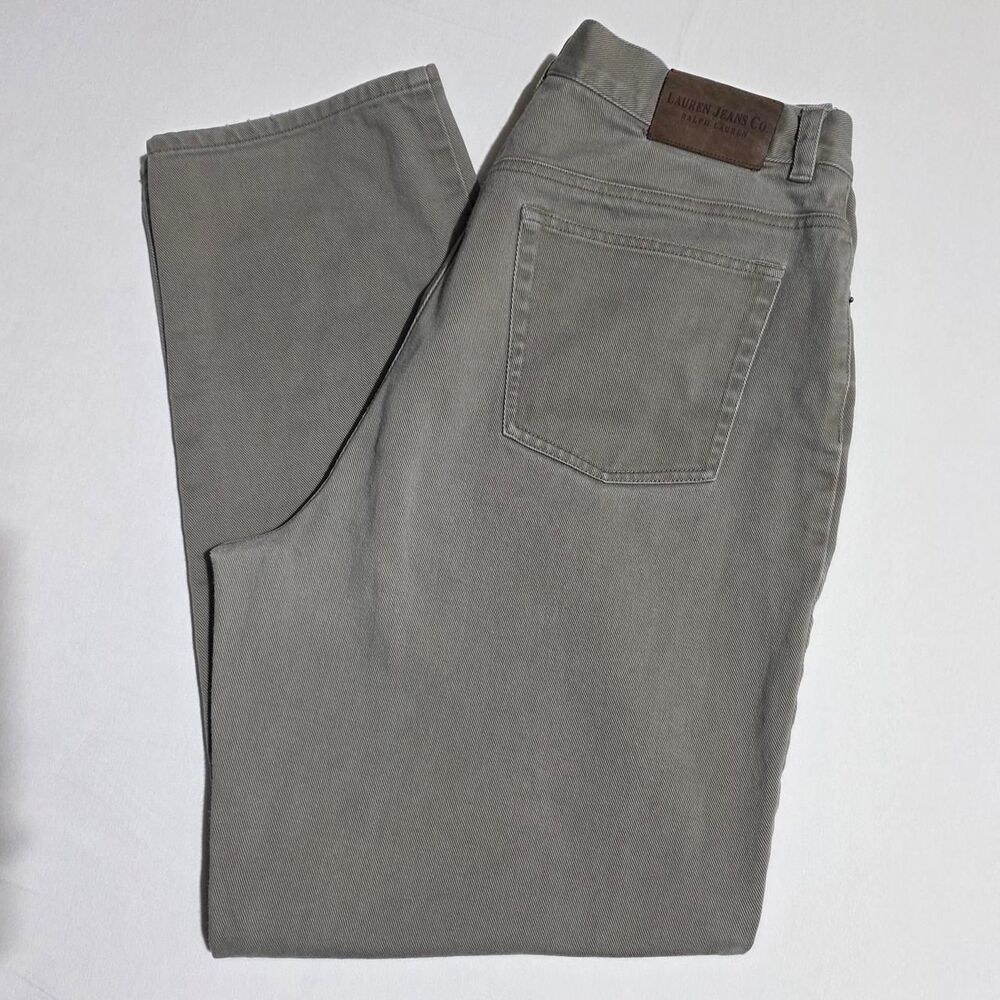 VTG Lauren Jeans Co. RL Taupe 100% Cotton High Rise Straight Jeans Size 14